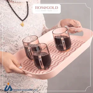 سینی دسته دار طرح موج لیزنی رزگلد 2370