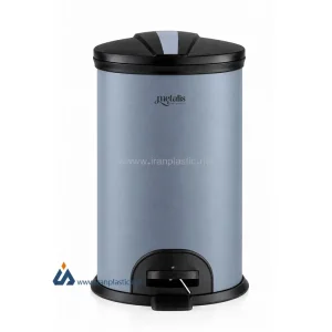 سطل زباله پدالی استیل درب پلیمری طوسی متالیس.webp