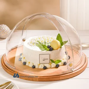 ظرف کیک بزرگ با صفحه چوبی لیمون 2468