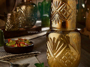 پارچ و لیوان شیشه ای قجری بلور MVH