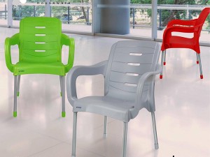صندلی پلاستیکی پایه فلزی دسته دار تسا پلاستیک 202
