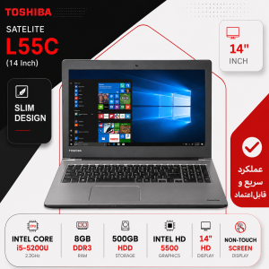 لپ تاپ استوک TOSHIBA SATELITE L55C (CI5/5U/8/500/INTEL)