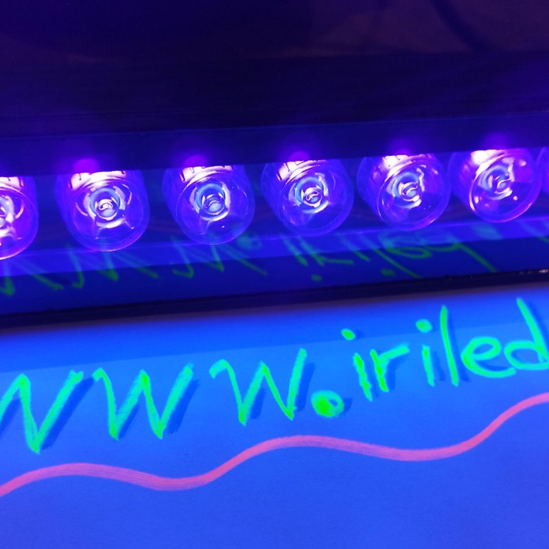 لامپ ال ای دی   UV (یو وی) Black light (فرابنفش یا بلک لایت) 9 وات-مدل وال واشر (پروژکتور خطی)-25 سانتیمتر