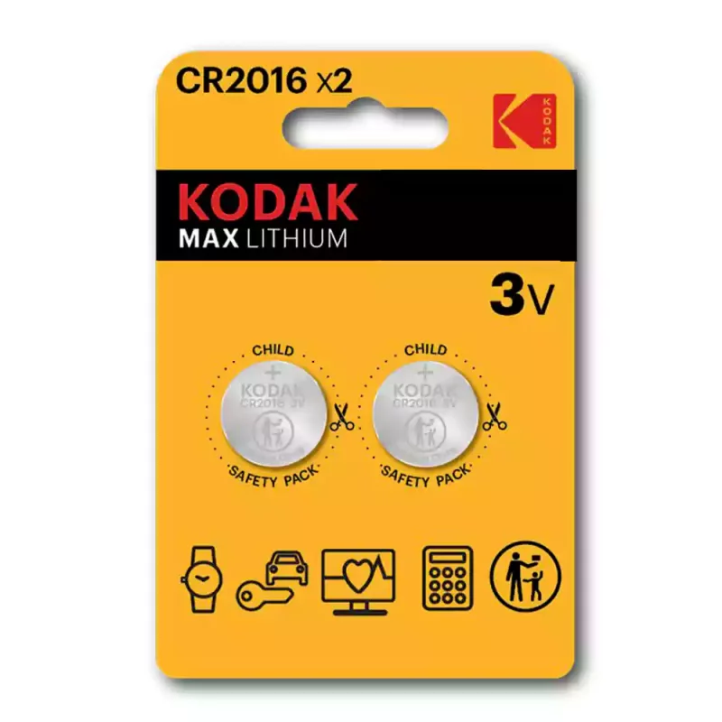 باطری سکه‌ای کداک Max Lithium CR2016 پک 2 عددی