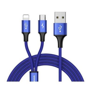 کابل تبدیل USB/ microUSB / لایتنینگ بیسوس مدل CAML-SU13 طول 1.2 متر