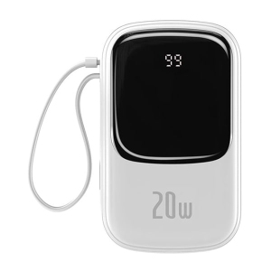 شارژر همراه بیسوس مدل PPQD-H02 ظرفیت 20000 میلی آمپر ساعت با کابل متصل Lightning