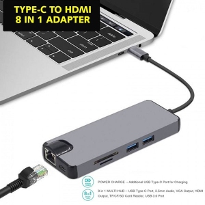 هاب 8 پورت Type-C مدل Type-C to HDMI 8 in 1 برای مک بوک