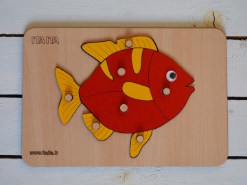 پازل چوبی ماهی دکمه دار