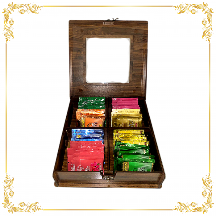 پک چوبی لوکس 4 خانه چای کیسه ای ( 40 عددی)