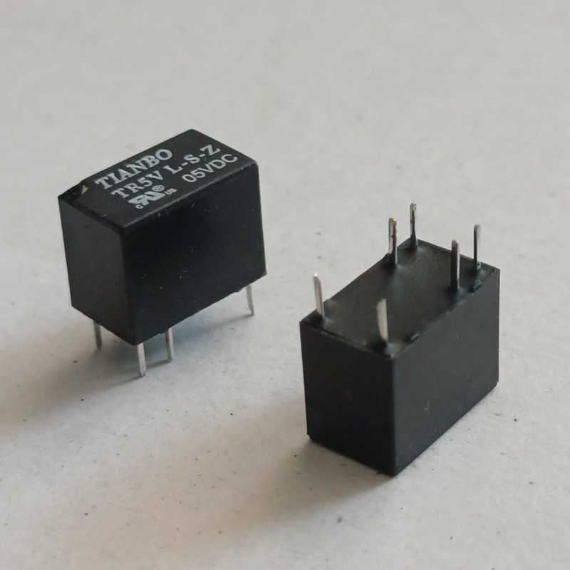 رله مینیاتوری 6 پایه TIANBO، بوبین 5 ولت، تک کنتاکت, SPDT, 2A/5VDC