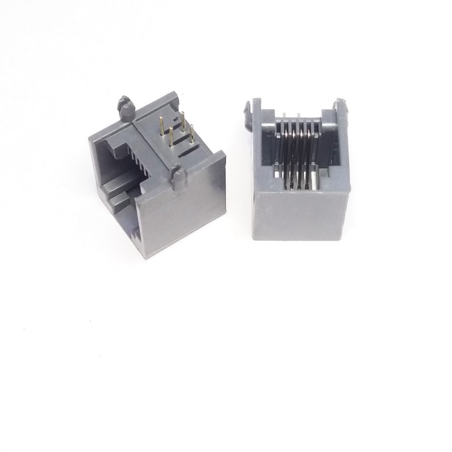 سوکت Rj-11 مادگی رایت انگل روبردی 4 پایه، Rj-11 Socket Female 6P4C Right angle Board Mount