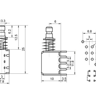 کلید فشاری 6 پایه روبردی  push butten 6 pin