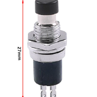 کلید فشاری فلزی دو پایه گرد - Mini Push Switch Black