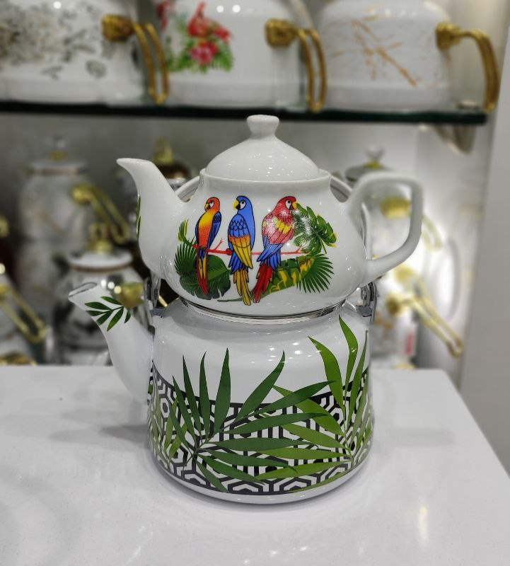 کتری قوری لعابی طرح ترک