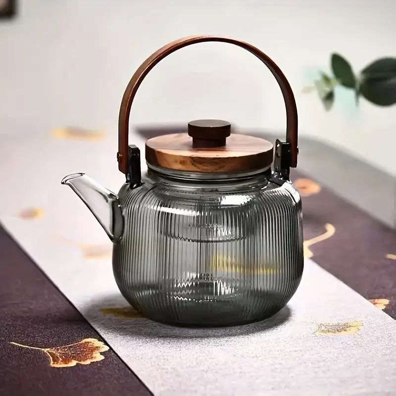 قوری پیرکس دسته چوبی