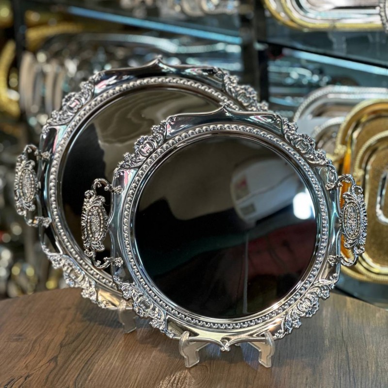 سینی گرد استیل ۲تیکه اماراتی