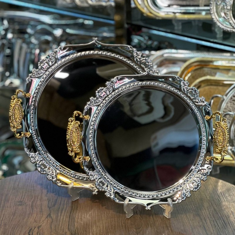 سینی گرد استیل ۲تیکه اماراتی