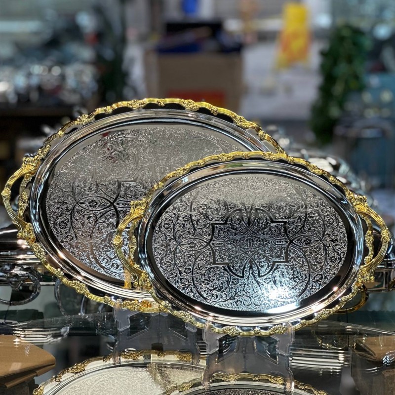 سینی بیضی استیل ۲تیکه اماراتی