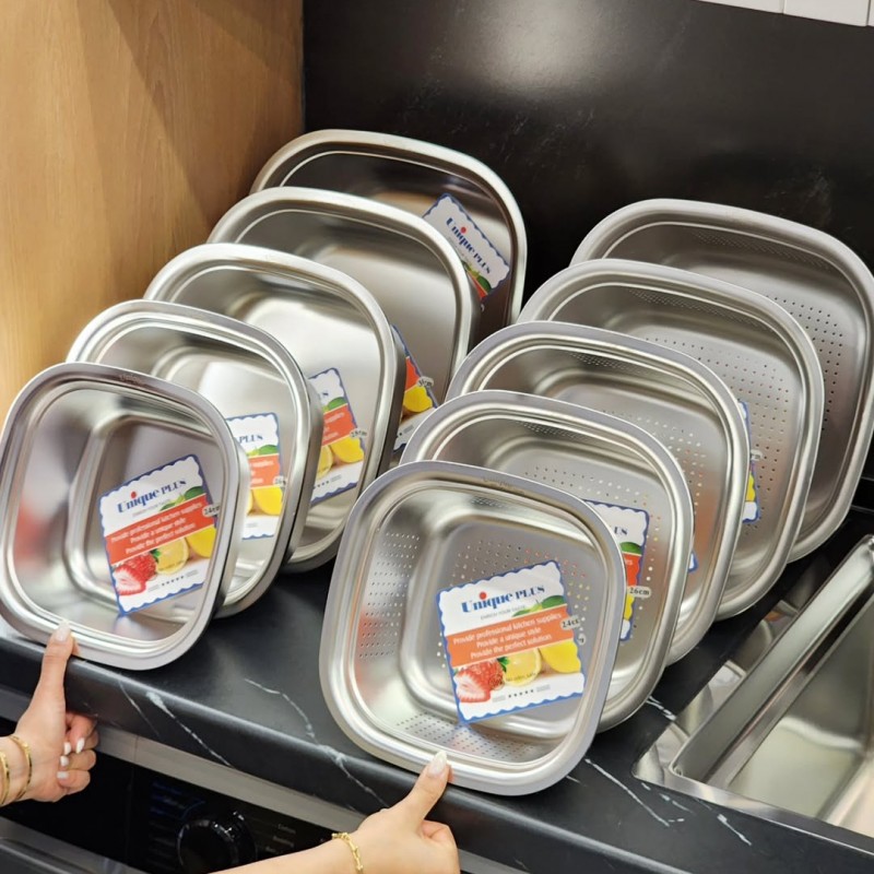 ست آبکش و لگن استیل ۱۰ پارچه یونیک