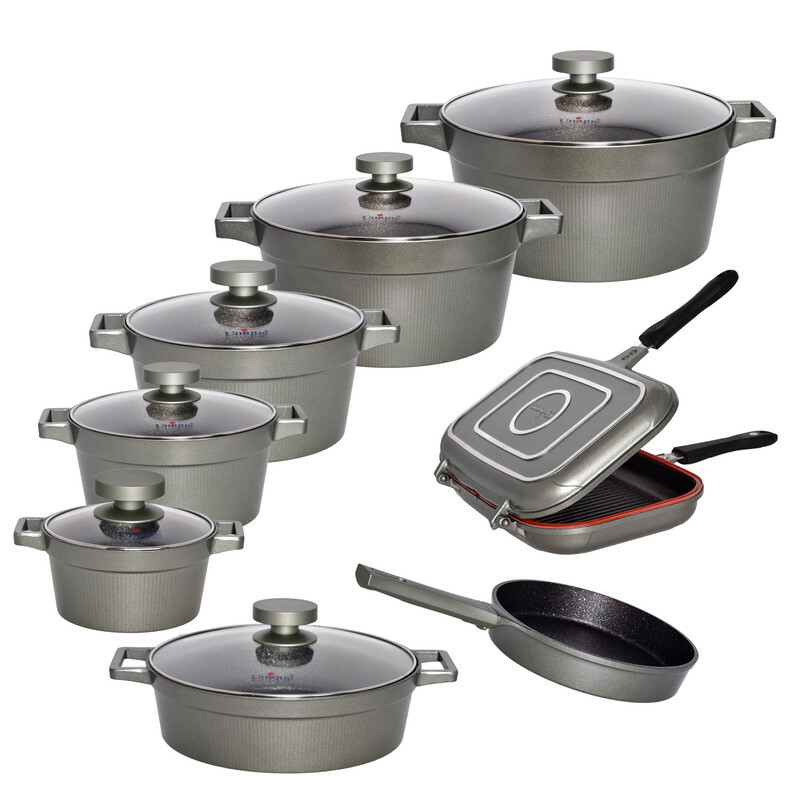 سرویس قابلمه و تابه گرانیتی 15 پارچه یونیک مدل 8529