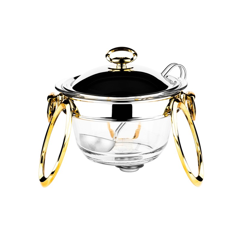 سوفله سوپ خوری سیلور- طلایی راکلند مدل لنین 4 لیتر پایه فلزی پیرکس خارجی