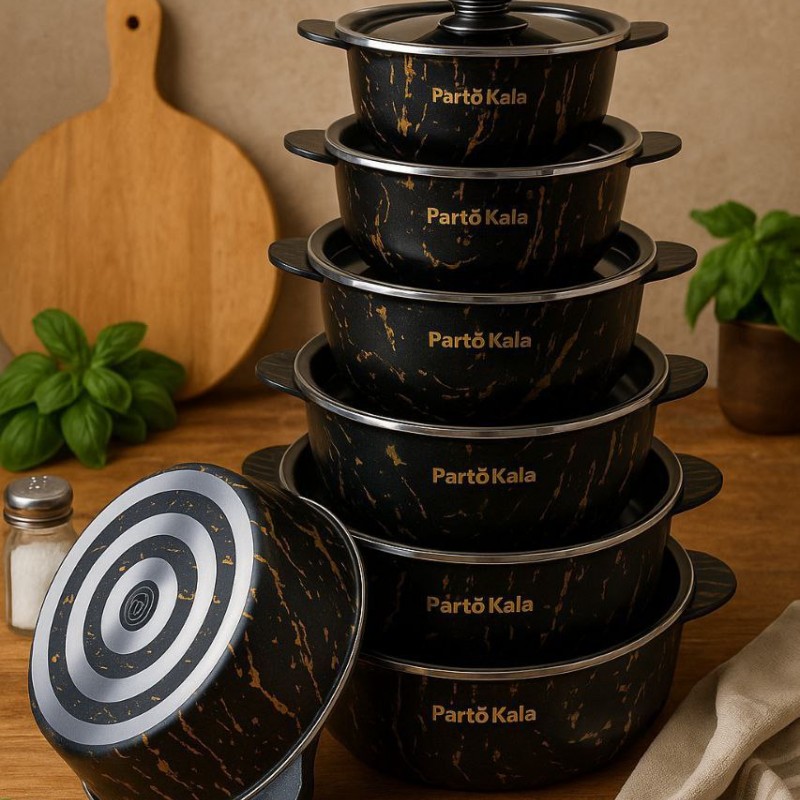 سرویس قابلمه ۱۴ پارچه مدل سورنا از برند پرتو