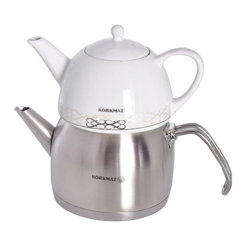 ست کتری قوری کرکماز مدل Mega satin کد 03-105 گنجایش کتری 2 لیتر گنجایش قوری 1 لیتر