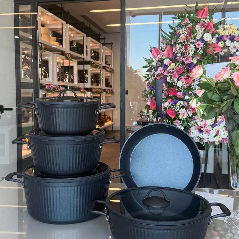 سرویس 9 پارچه kzp طرح آلما  دسته سیلیکونی