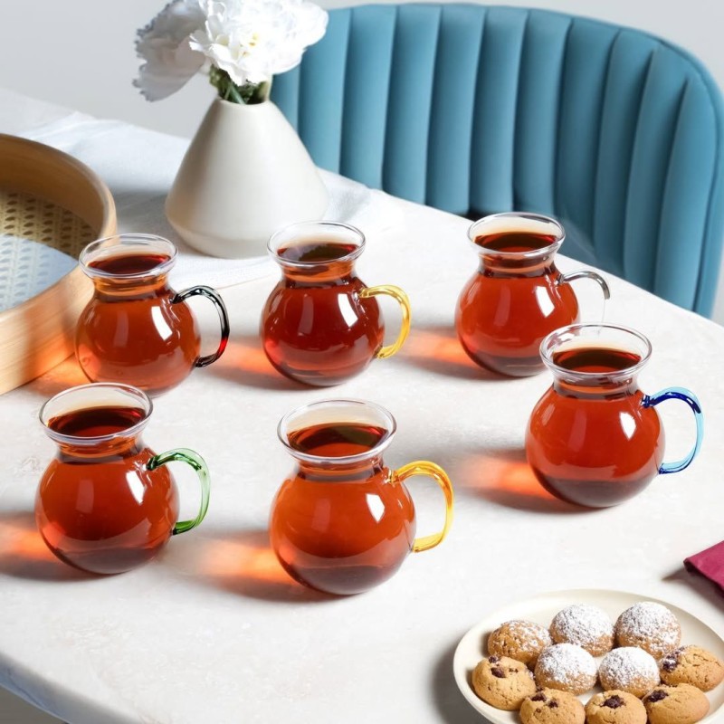 فنجان پیرکس دسته رنگی شاهین ترکیه