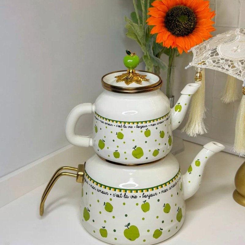 کتری قوری لعابی  طرح سیب miss betty