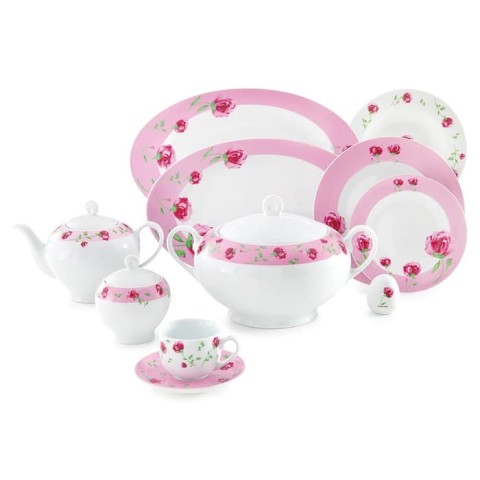 سرویس 102 پارچه چینی زرین 12 نفره-پینک رز