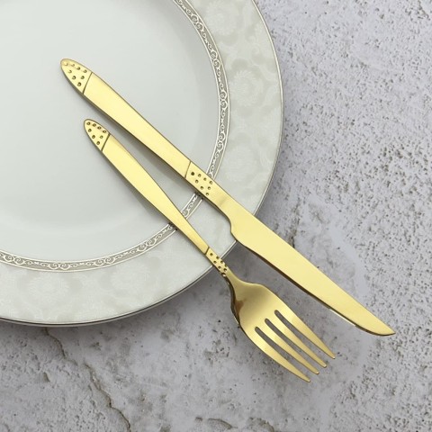 کارد چنگال استیل طلایی