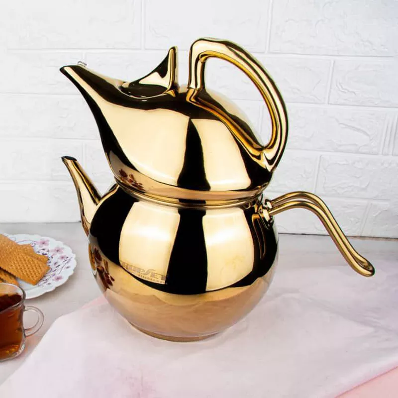 ست کتری و قوری کروپ ست مدل دنیز طلایی کد 305