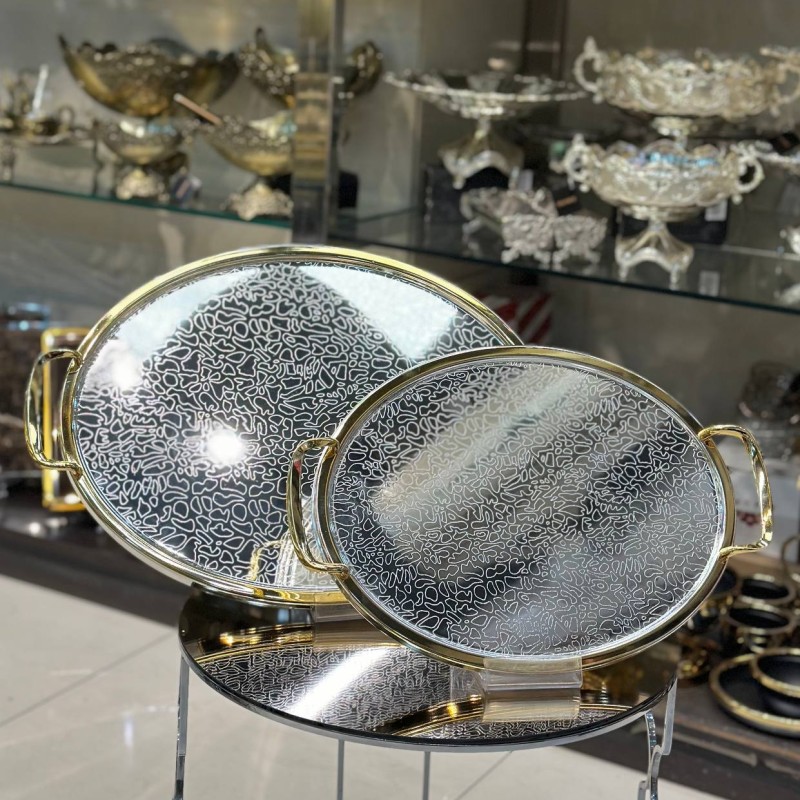 سینی بیضی استیل ۲تیکه اماراتی