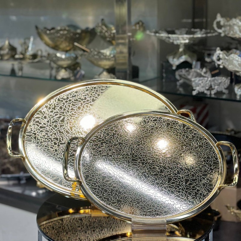 سینی بیضی استیل ۲تیکه اماراتی