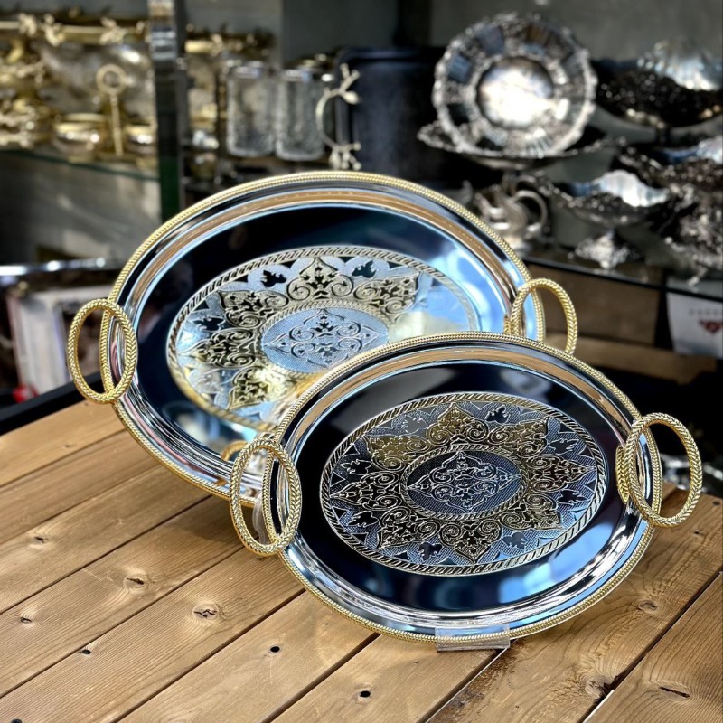 سینی بیضی استیل ۲تیکه اماراتی