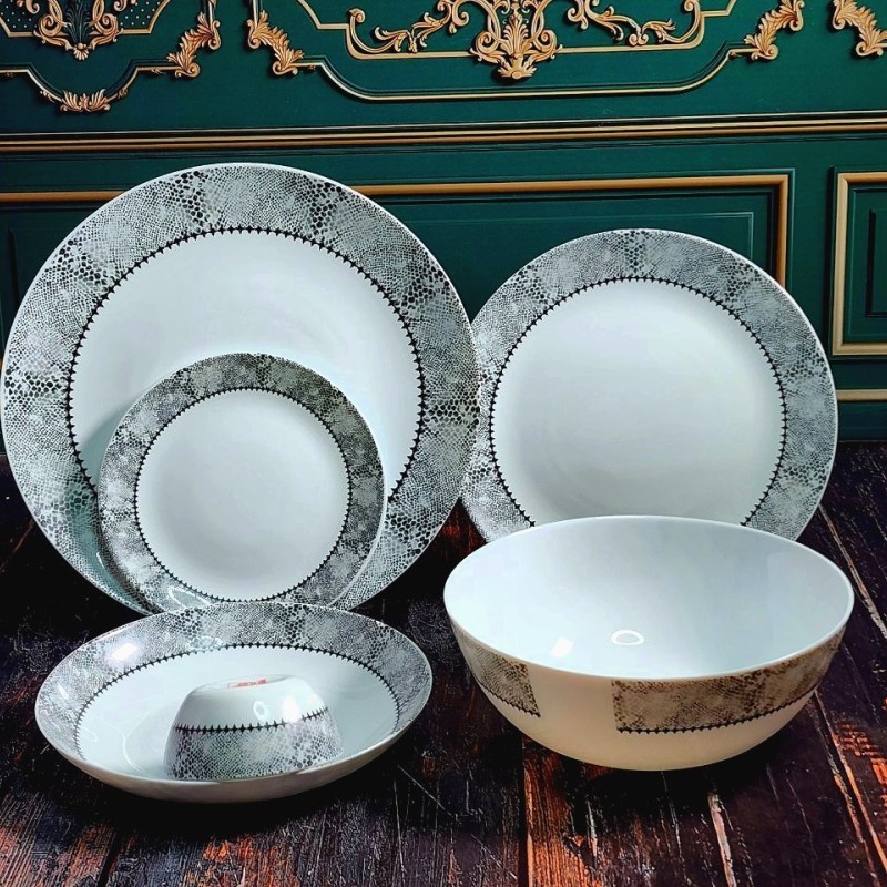  سرویس ۲۶ پارچه ۶نفره غداخوری  طرح گرد دونا مشکی