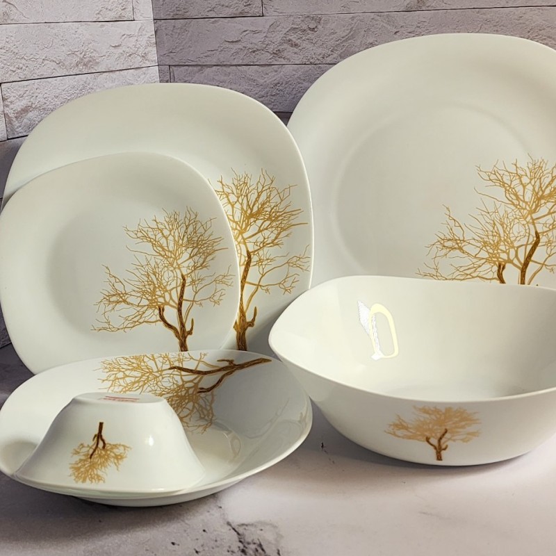  سرویس ۲۶ پارچه ۶نفره غداخوری  طرح مربع توسکا طلایی