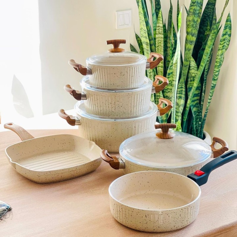 سرویس قابلمه 10 پارچه PMT (گرانیتی) مدل السا