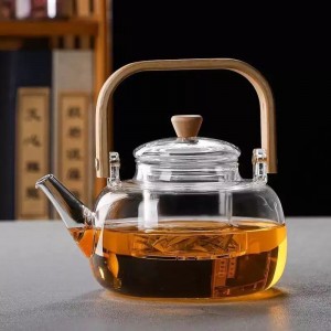 قوری پیرکس دسته چوبی