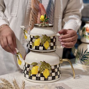 کتری قوری لعابی  طرح لیمو miss betty