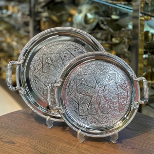 سینی گرد استیل ۲تیکه اماراتی