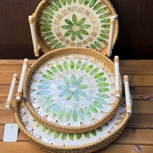 سینی حصیری راتان و صدف 