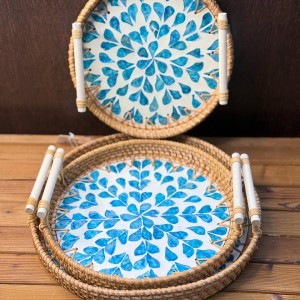 سینی حصیری راتان و صدف 