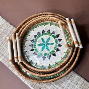 سینی حصیری راتان و صدف 