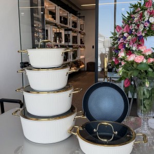 سرویس قابلمه kzp طرح الما 11 پارچه کرم