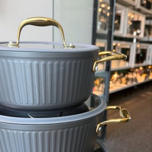 سرویس قابلمه آلما ۱۴پارچه با درب سيليكونى دستگیره نقره ای