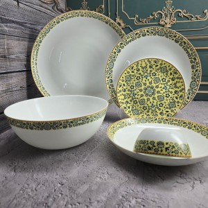 سرویس ۲۸پارچه ۶نفره غداخوری طرح الیزابت زرد