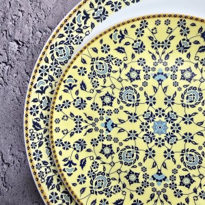 سرویس ۲۸پارچه ۶نفره غداخوری طرح الیزابت زرد