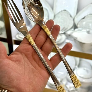 سرویس قاشق چنگال یونیک اصل آلمان 24 نفره 120 پارچه مدل آناناسی دو‌رنگ